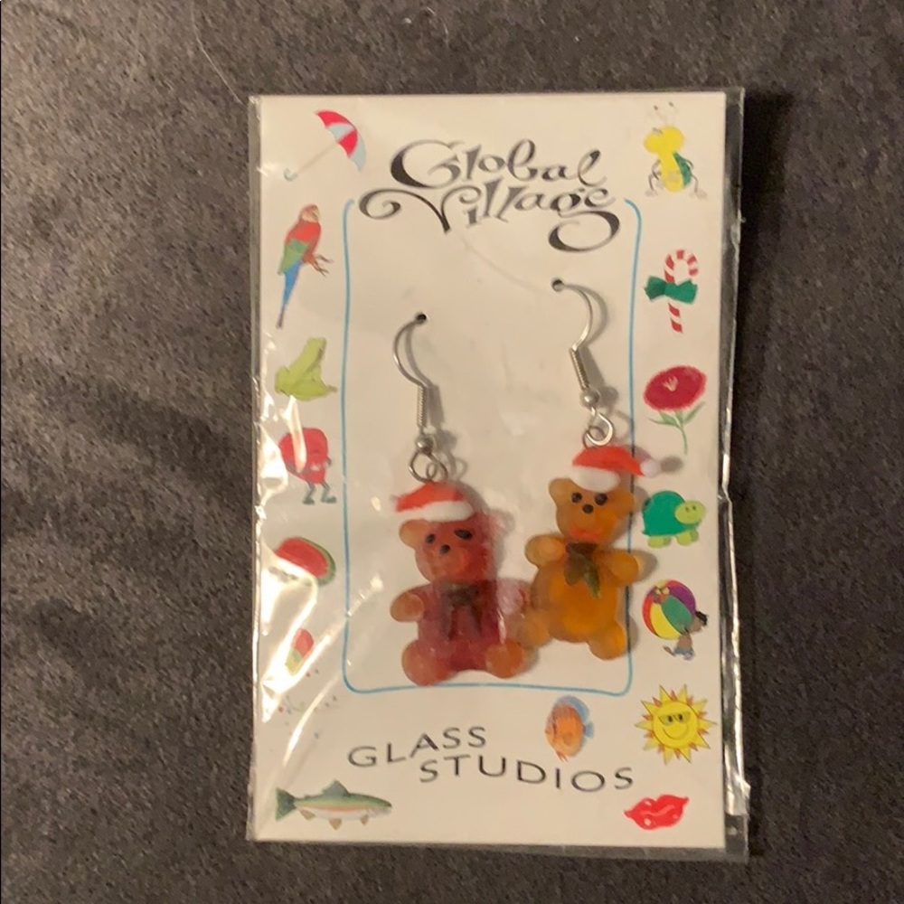 Glass Christmas Bear earrings